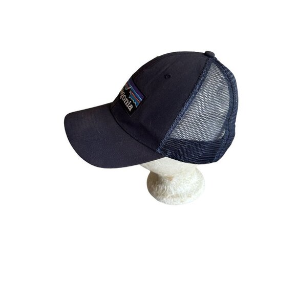 Patagonia Navy Blue Mesh Trucker Hat Adjustable Snapback Logo Cap Unisex - Picture 2 of 6